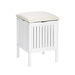 WENKO Tabouret de salle de bain en bois avec rangement Olso - L. 39 x H. 52 cm - Blanc Wenko - Tabouret de salle de bain en bois avec rangement Olso - L. 39 x H. 52 cm - Blanc - Bord de mer