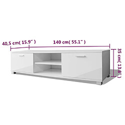 Maison Chic Meuble TV scandinave à haute - Banc TV pour salon brillance blanc 140x40,5x35 cm -MN58869 pas cher