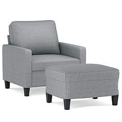 vidaXL Fauteuil avec repose-pied Gris clair 60 cm Tissu