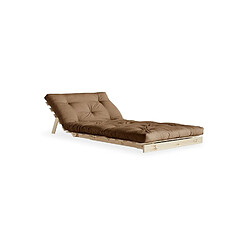 Inside 75 Fauteuil convertible futon ROOTS pin naturel coloris mocca couchage 90 x 200 cm.