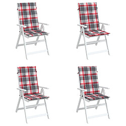 Avis Maison Chic Coussins Confort,Coussins de chaise jardin dossier haut lot de 4 carreaux rouges -GKD25073