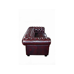 Acheter Vente-Unique Canapé chesterfield 3 places BRENTON 100% cuir de buffle - Bordeaux