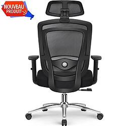 Chaise de Bureau Lexzurn avec Coussin Lombaire 3D Réglable, Noir Fauteuil de Bureau Inclinable et Ergonomique, Appui-Tête Ajustable de 7cm, Inclinable 135° Structure du Dossier Stable en Forme de H