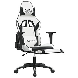 Avis Maison Chic Chaise de jeu, Chaise gaming de massage avec repose-pied, Fauteuil gamer,Chaise de Bureau Blanc noir Similicuir -GKD96597