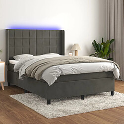 vidaXL Sommier à lattes de lit matelas et LED Gris foncé 140x200 cm