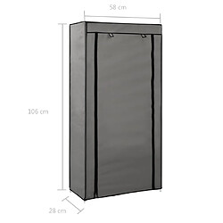 vidaXL Armoire à chaussures avec housse Gris 58x28x106 cm Tissu pas cher