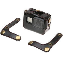 Wewoo Mallette de rangement pour GoPro HERO6 / 5 logement en cuir PU avec sangle cou et boutons noir