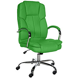 Decoshop26 Fauteuil de bureau sur roulettes largeur d'assise XXL en PVC vert et métal chromé 10_0002414 