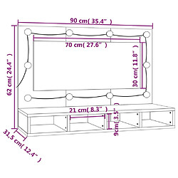 vidaXL Armoire à miroir avec LED Chêne sonoma 90x31,5x62 cm pas cher