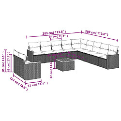 Acheter vidaXL Salon de jardin avec coussins 12 pcs gris résine tressée