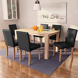 vidaXL Table et chaises 7 pcs Cuir synthétique Chêne Noir 