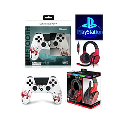 Manette PS4 Playstation Bluetooth ZOMBIE CAMOUFLAGE + Casque PRO-EH60 Rouge SPIRIT OF GAMER pour PLAYSTATION SONY PS4 PS5 