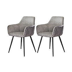 Mes Lot de 2 fauteuils repas 57x59x85 cm en velours côtelé et tissu gris 