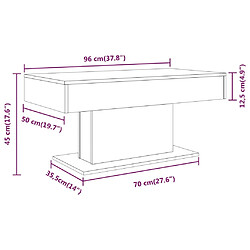 vidaXL Table basse Sonoma gris 96x50x45 cm Bois d'ingénierie pas cher