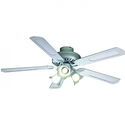 Ventilateur de Plafond - Plafonnier FARELEK - BALEARES Ø 132 cm - réversible, 5 pales blanches / cannées blanches + éclairage