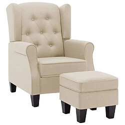 Maison Chic Fauteuil et repose-pieds,Fauteuil luxe pour relax Crème Tissu -MN49798