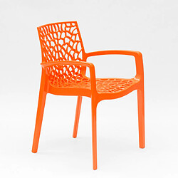 Avis 22 Chaises Gruvyer ARM Grand Soleil accoudoirs polypropylène brillant offre stock, Couleur: Orange