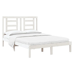 Avis Maison Chic Lit Moderne Chambre - Cadre/structure de lit pour adulte Blanc Bois massif 120x190 cm Petit Double -MN69527