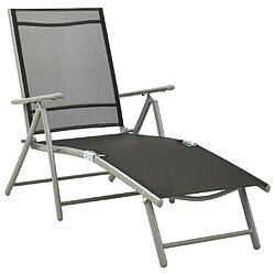 vidaXL Chaise longue pliable Textilène et aluminium noir et argenté