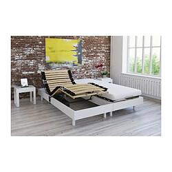 Ensemble relaxation matelas + sommiers electriques decor blanc satine 2x80x200 - Mousse - 14 cm - Ferme - TALCA 