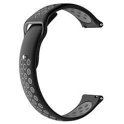 Wewoo Bracelet pour montre connectée Bande de à couleur double Galaxy S3 Ticwatch Pro Gris noir 