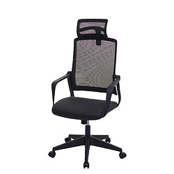 Decoshop26 Chaise de bureau pivotante appui-tête ergonomique synthétique et tissu mesh noir 04_0001882