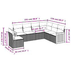 Avis vidaXL Salon de jardin avec coussins 6 pcs beige résine tressée