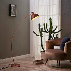 Versanora Lampadaire Arco métal arc lampe de sol sur pied abat-jour rose doré VN-L00025-EU