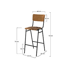 Avis Rendez Vous Deco Chaise de bar écolier Clem en bois foncé 75 cm (lot de 2)