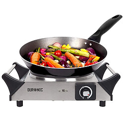 Duronic HP1 SS Plaque de cuisson chauffante électrique avec foyer en fonte de 20 cm | 1500W | Compacte et mobile | Poignées ergonomiques | Thermostat | Cuisinière pour camping, camping-car, caravane 