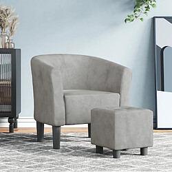 Maison Chic Fauteuil cabriolet et repose-pieds,Fauteuil luxe pour relax gris clair velours -MN50581