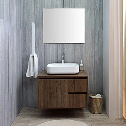 Kiamami Valentina MEUBLE DE SALLE DE BAIN SOUS-LAVABO CM 75 NOYER FONCÉ LAVABO ET MIROIR | SIENA 