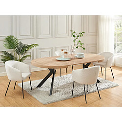 Vente-Unique Table à manger extensible 4 à 8 personnes en MDF et acier - Naturel clair et noir - KOMONI 