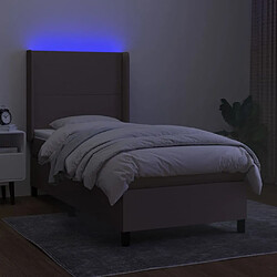 Avis Maison Chic Lit adulte- Lit + matelas + LED,Sommier à lattes de lit matelas et LED Taupe 90x200 cm Tissu -GKD67162