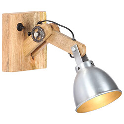 vidaXL Lampe murale E27 Argenté Bois de manguier massif et fer