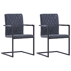 vidaXL Chaises à manger cantilever lot de 2 noir similicuir