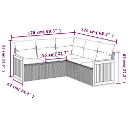 Avis vidaXL Salon de jardin avec coussins 5 pcs beige résine tressée