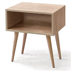 Pegane Table de chevet, table de nuit en bois coloris chêne cambrian - longueur 43 x profondeur 35 x hauteur 50 cm