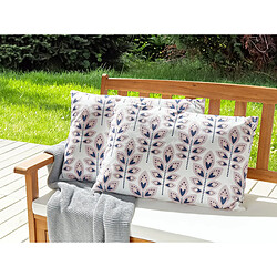 Beliani Lot de 2 coussins d'extérieur à motif de feuilles crème 40 x 60 cm TORRETTA