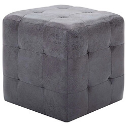 vidaXL 2 pcs Poufs Gris 30 x 30 x 30 cm Similicuir daim