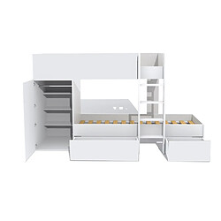 Le Quai Des Affaires Lit superposé TWIN 90x190 avec armoire et tiroirs + 2 sommiers / Blanc