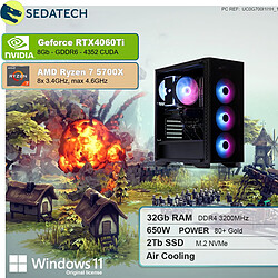 Sedatech PC Gamer • AMD Ryzen 7 5700X • RTX4060Ti • 32 Go RAM • 2To SSD M.2 • Windows 11