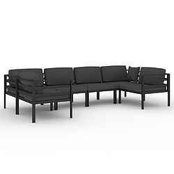 Maison Chic Ensemble Tables et chaises d'extérieur 6pcs avec coussins,Salon de jardin Aluminium Anthracite -GKD831072