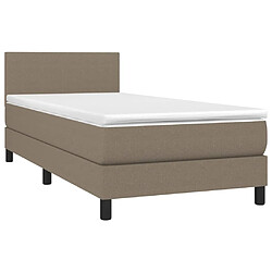 Avis Vidaxl Sommier à lattes de lit avec matelas LED Taupe 100x200 cm Tissu