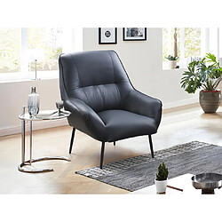 Vente-Unique Fauteuil en cuir noir STABIA