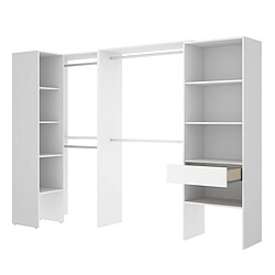 Pegane Kit armoire dressing d'angle extensible en bois mélaminé coloris blanc - Longueur 198-248 x Profondeur 79 x Hauteur 187 cm