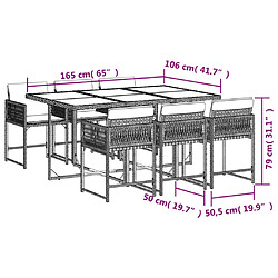 Avis vidaXL Ensemble à manger de jardin et coussins 7 pcs gris rotin