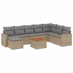 vidaXL Salon de jardin avec coussins 9 pcs beige résine tressée