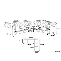 Beliani Canapé angle à gauche 6 places en tissu beige CHESTERFIELD