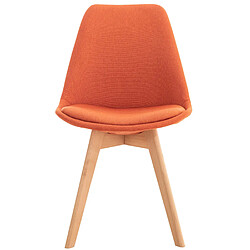 Decoshop26 Lot de 4 chaises de salle à manger cuisine bureau style scandinave en tissu orange pieds en bois 10_0000366